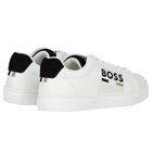 Boys White Logo Trainers, 1, hi-res