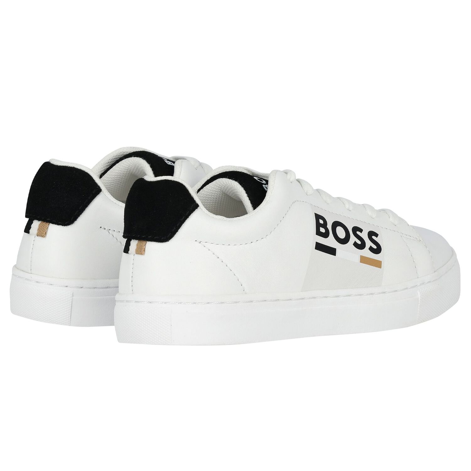 Boys White Logo Trainers, 1, hi-res image number null