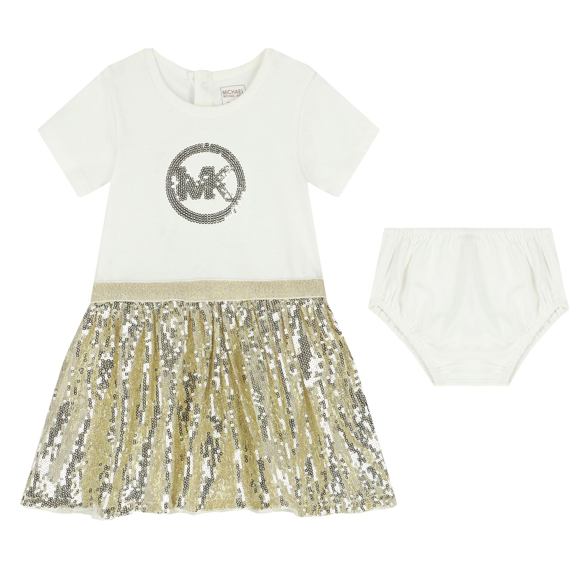 MICHAEL KORS Younger Girls White Sequin Dress Set Junior Couture QA