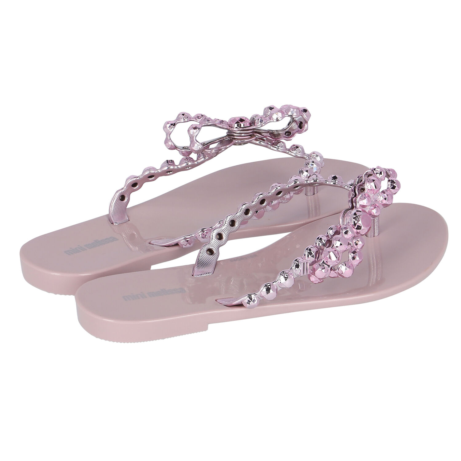 Girls Purple Bow Flip Flops, 1, hi-res