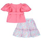 Girls Pink & Blue Skirt Set, 1, hi-res
