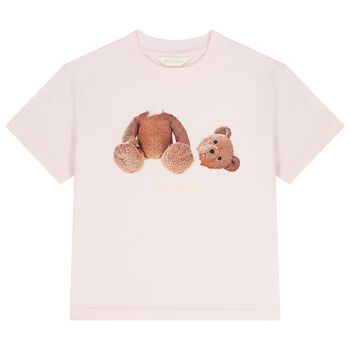 Girls Pink Teddy Bear Logo T-Shirt