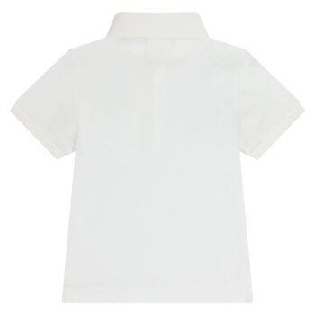 Younger Boys White logo Polo Shirt