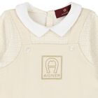 Beige & Gold Logo Babygrow, 1, hi-res