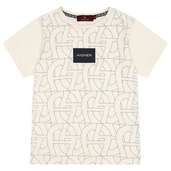 Boys Beige Logo T-Shirt