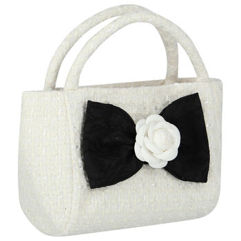Girls Ivory & Black Bow Bag