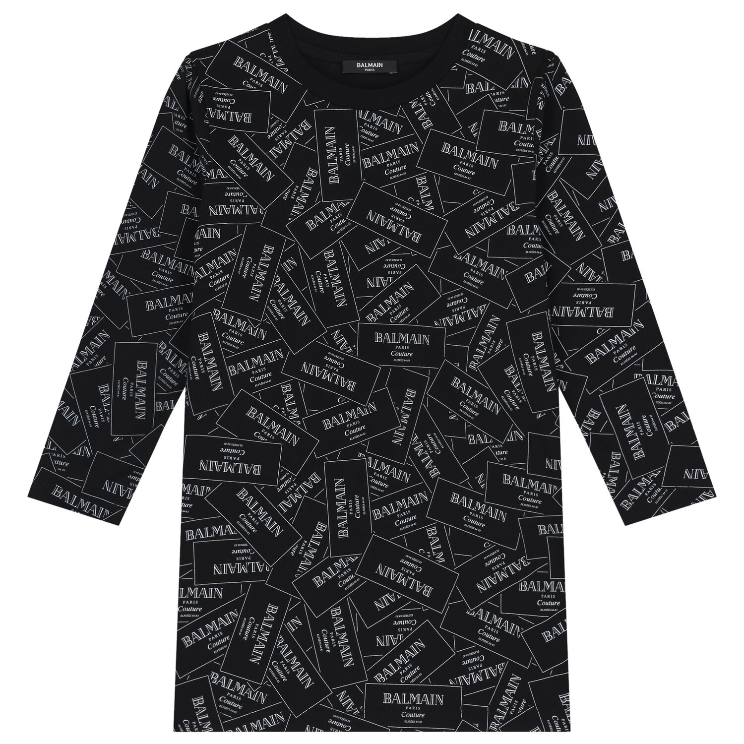 فستان بناتي بشعار باللونين الأبيض والأسود, 1, hi-res