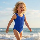 Girls Blue Bow Crinkle Swimsuit, 1, hi-res