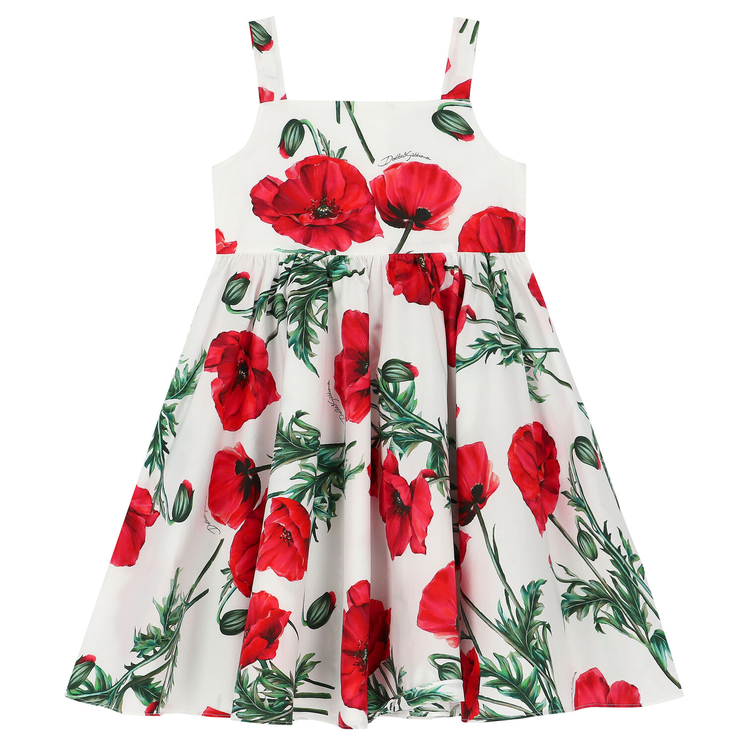 Girls White Poppy Dress, 1, hi-res