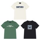 Boys Black, Ivory & Green T-Shirts (3 Pack), 2, hi-res