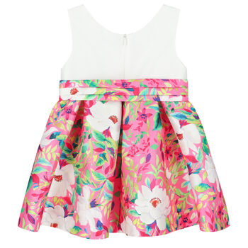 Younger Girls White & Pink Floral Dress