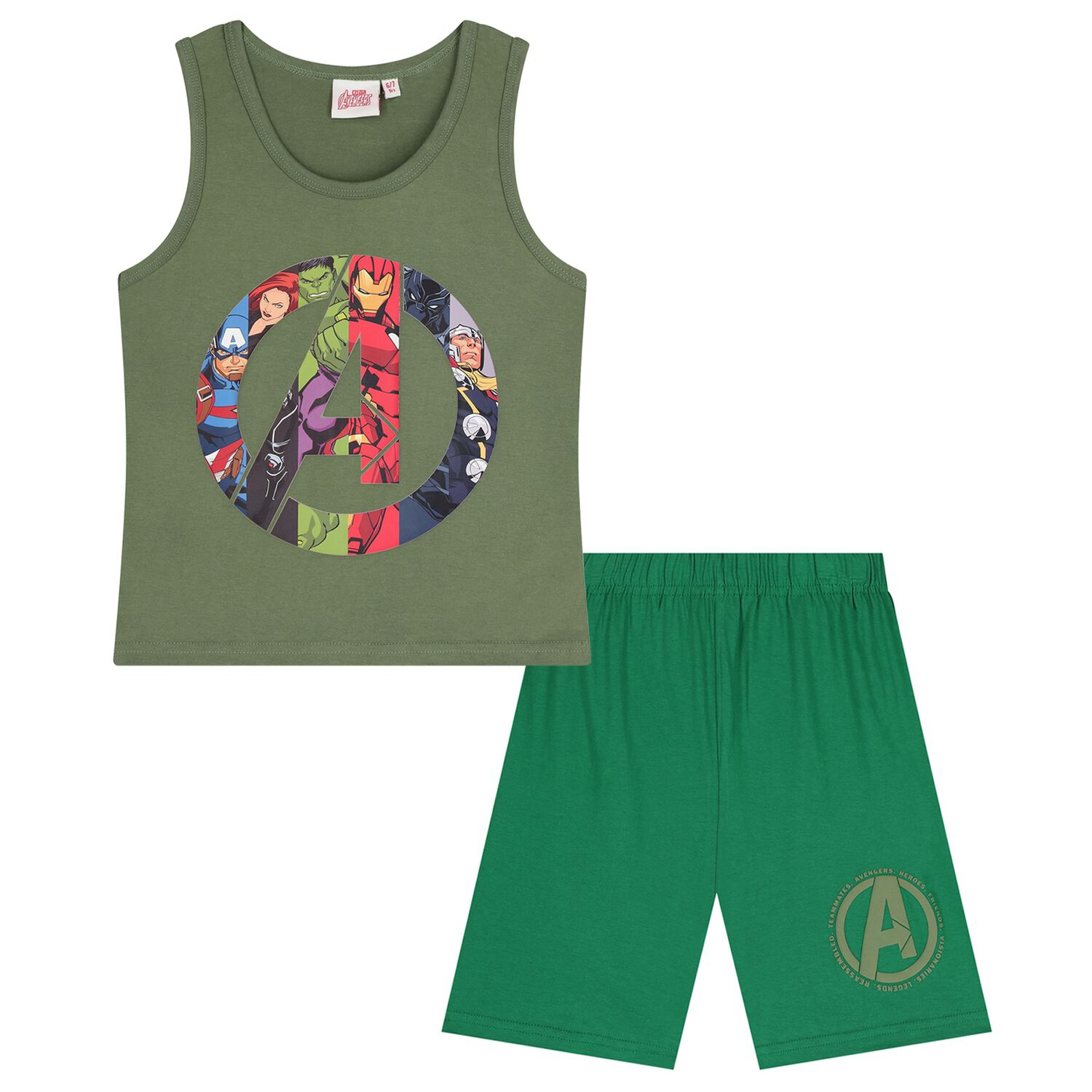 Boys Green Avengers Shorts Set, 1, hi-res