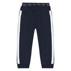 Younger Boys Navy Blue Logo Joggers, 1, hi-res