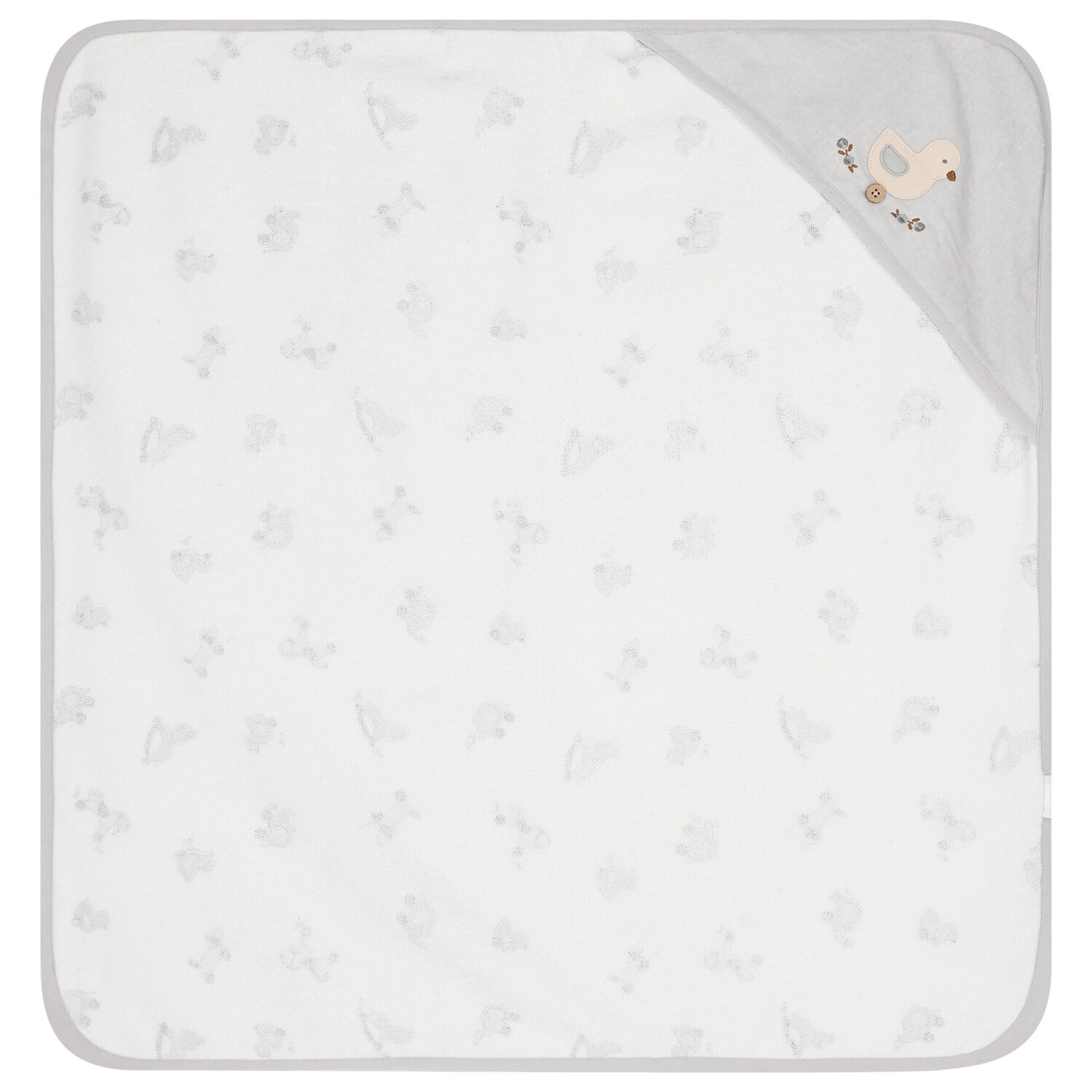 White & Grey  Hooded Towel , 1, hi-res