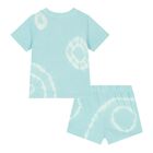 Baby Boys Turquoise Blue Teddy Bear Logo Shorts Set, 1, hi-res