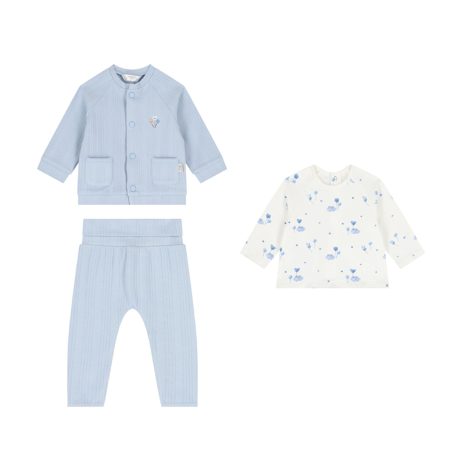 Baby Boys White & Blue Balloon Tracksuit ( 3 Piece ), 3, hi-res