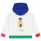 Girls White Polo Bear Hooded Top, 1, hi-res