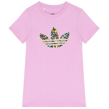Girls Pink Trefoil Logo T-Shirt Dress