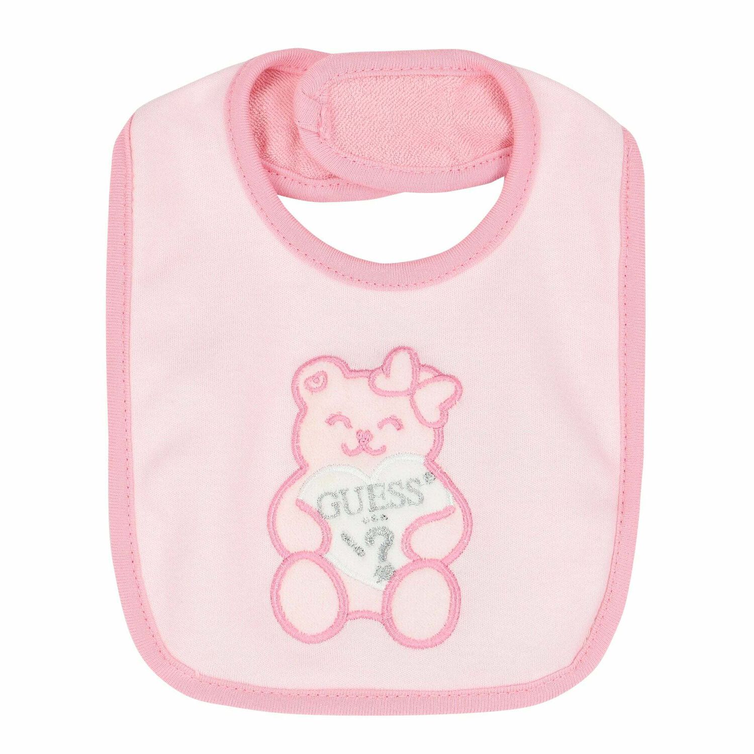 Baby Girls Pink Teddy Bib, 2, hi-res