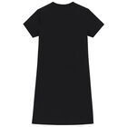 Girls Black Trefoil Logo Dress, 1, hi-res