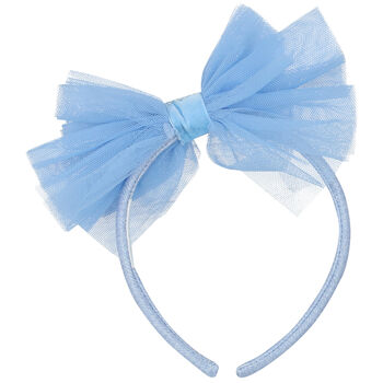 Girls Blue Tulle Bow Hairband