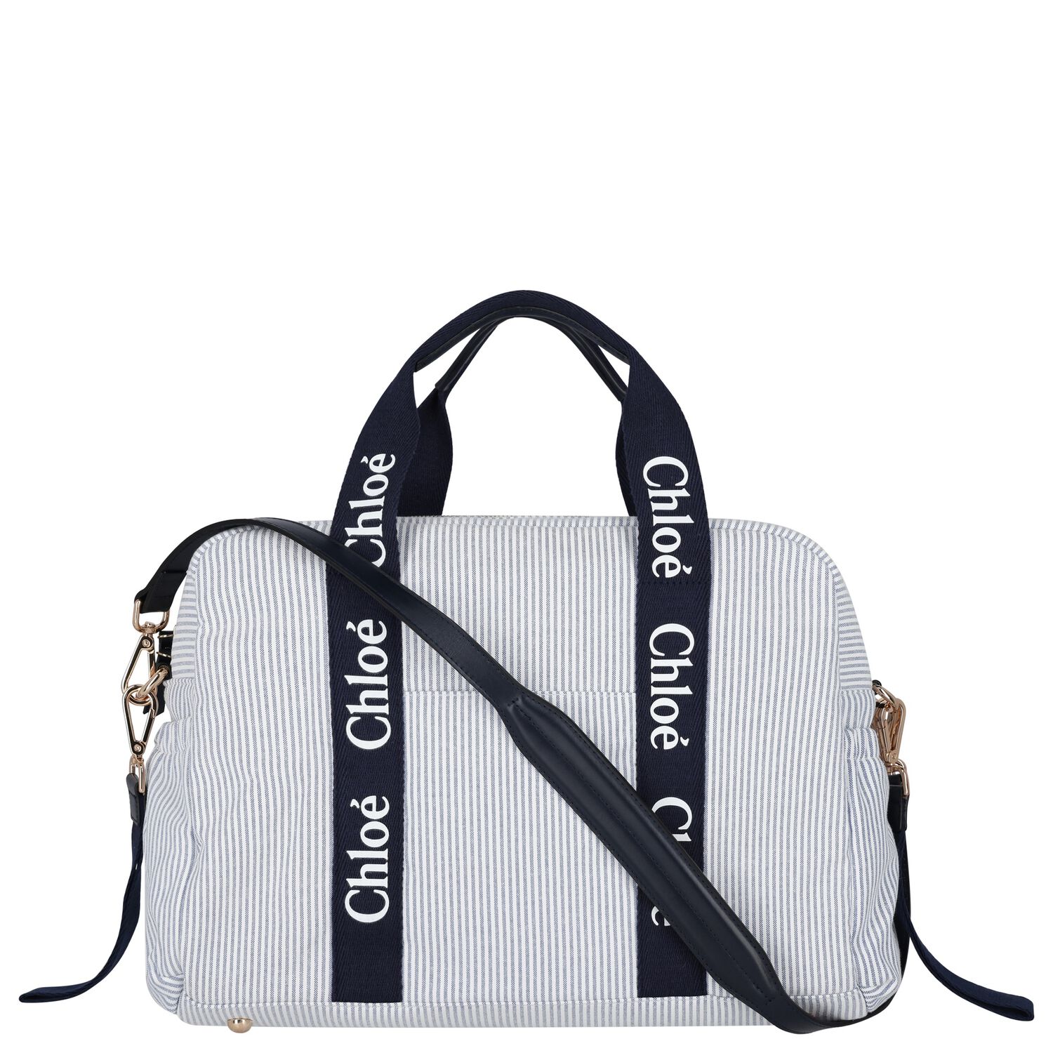 شنطة مواليد مخططة بالشعار باللون الأزرق للبنات, 1, hi-res