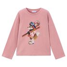 Girls Pink Fox Long Sleeve Top, 1, hi-res
