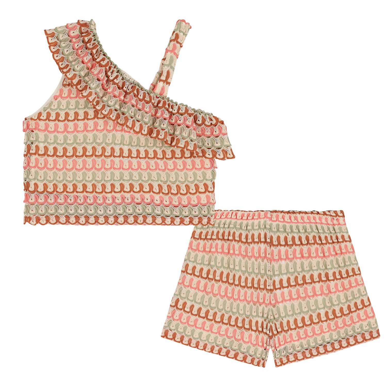 Girls Multi-Coloured Knitted Shorts Set, 3, hi-res