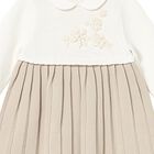 Baby Girls Ivory & Beige Knitted Dress, 1, hi-res