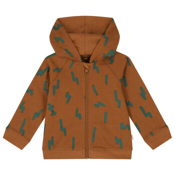 Younger Boys Brown Bear Hooded Zip Up Top
