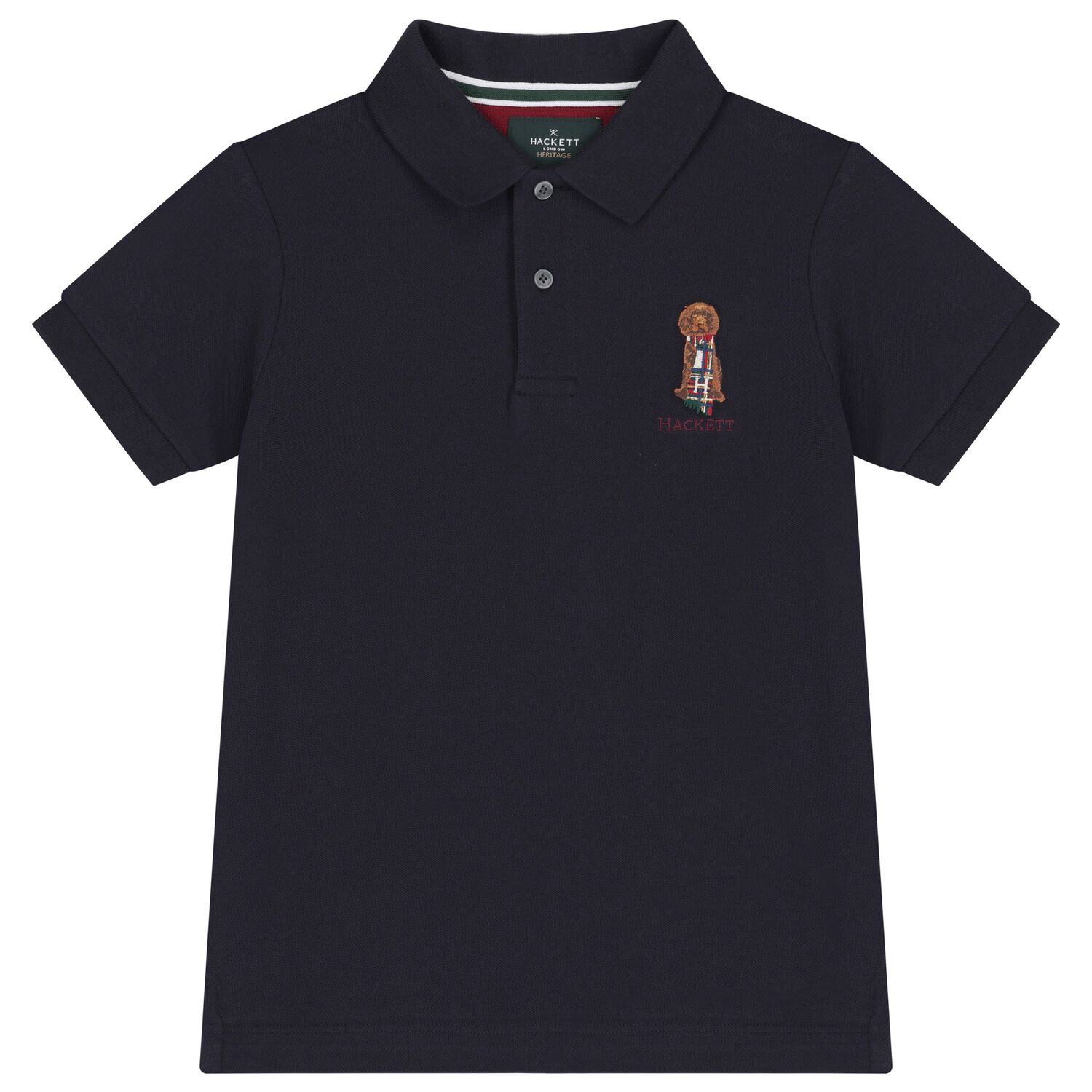 Boys Navy Dog Polo Shirt, 1, hi-res