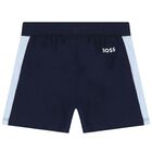 Baby Boys Navy Blue & Blue Logo Shorts Set, 2, hi-res
