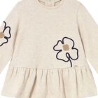 Younger Girls Beige Flower Dress, 2, hi-res