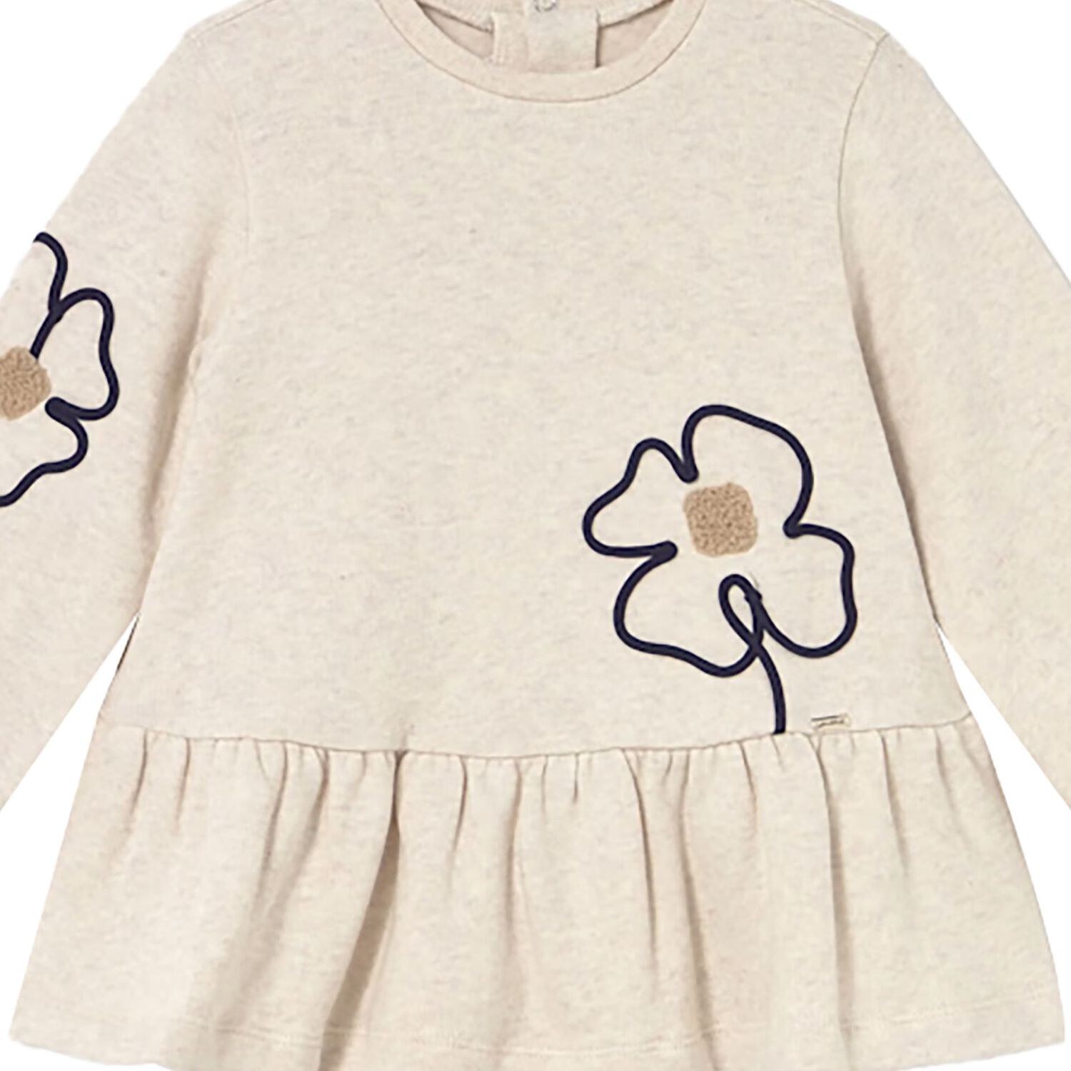 Younger Girls Beige Flower Dress, 2, hi-res image number null