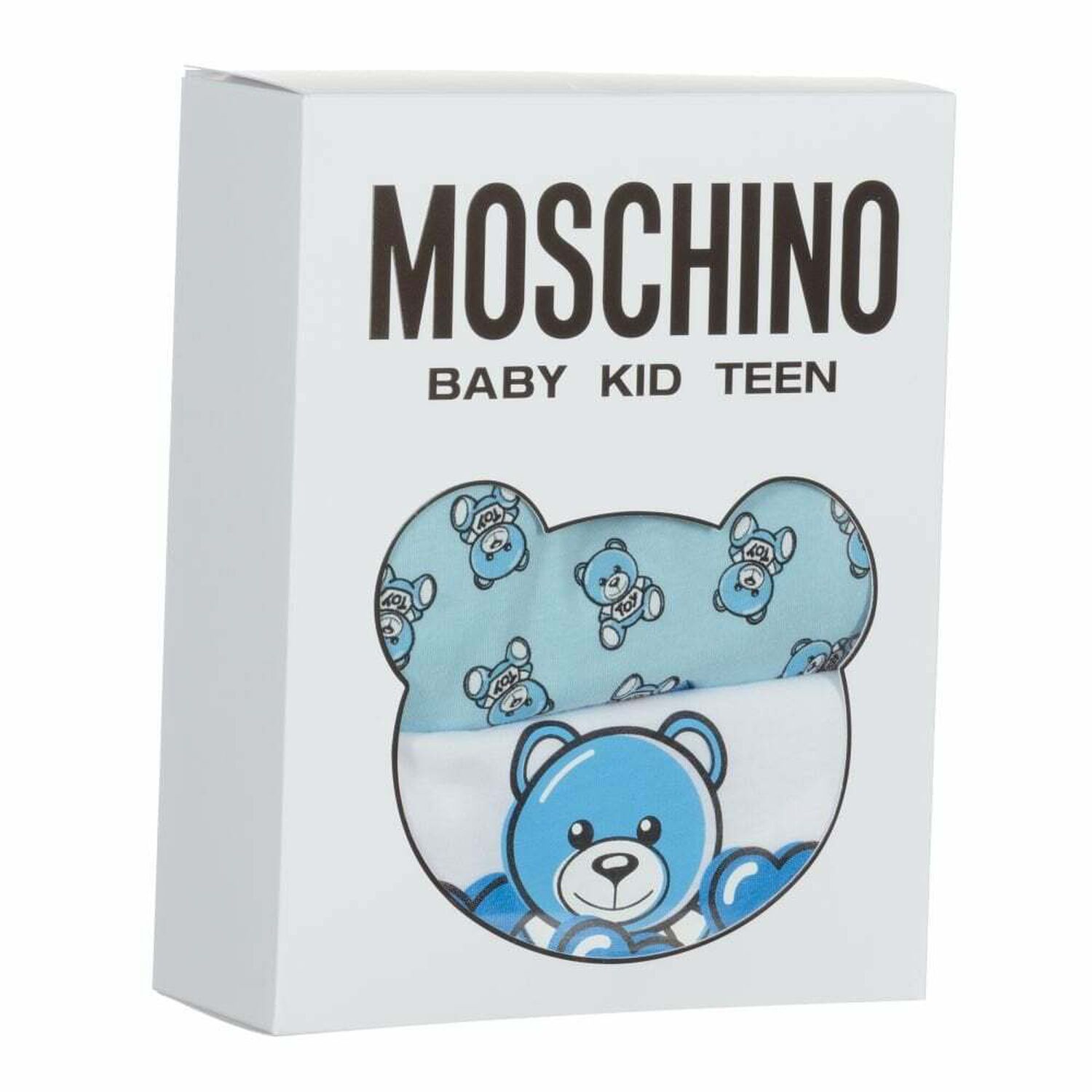 Baby Boys White & Blue Teddy Logo Rompers, 1, hi-res