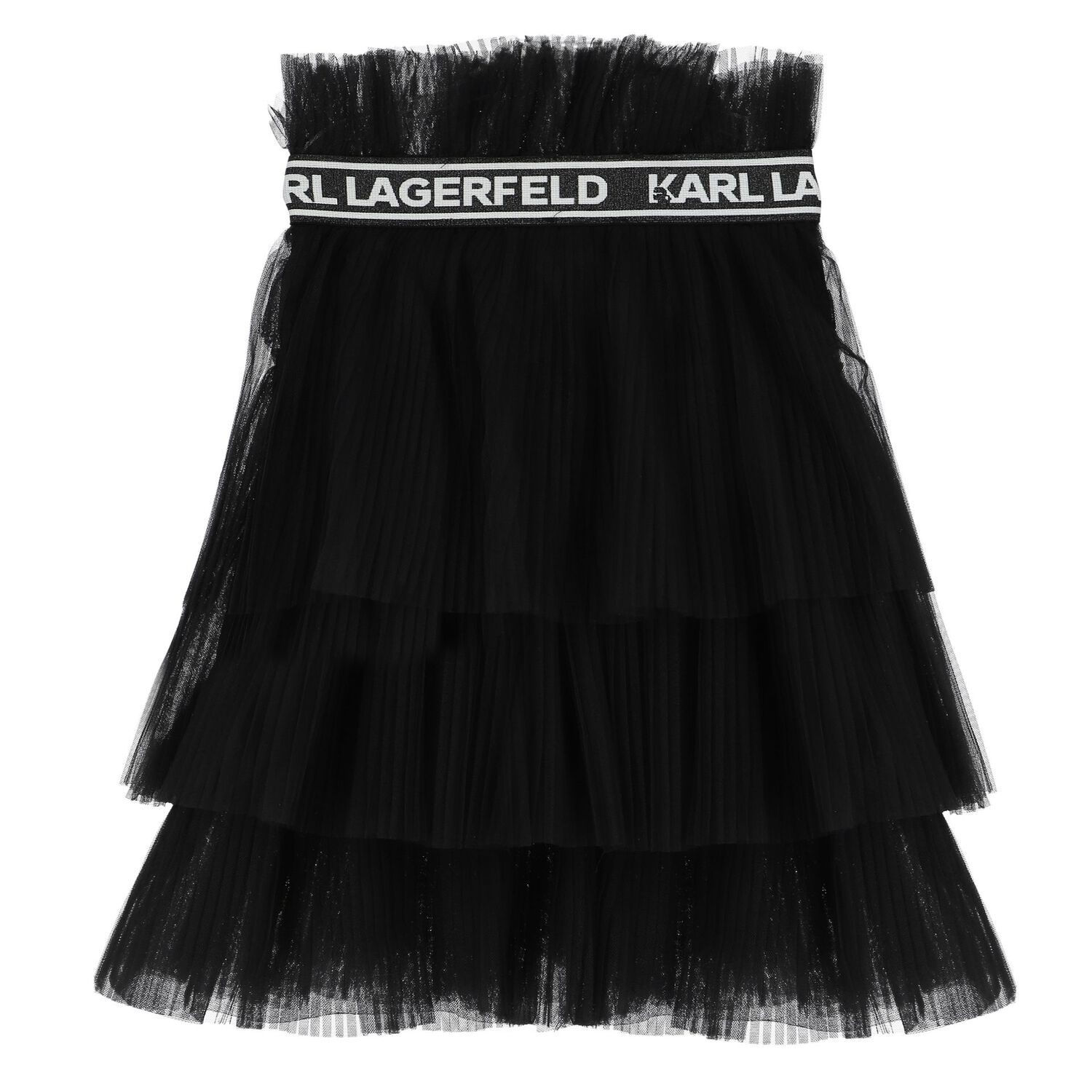 Girls Black Logo Pleated Tutu Skirt, 1, hi-res image number null