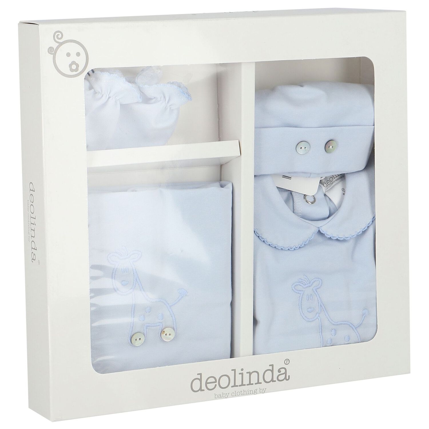 Baby Boys Blue Giraffe Babygrow Gift Set, 2, hi-res