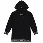 Girls Black Logo Hooded Dress, 1, hi-res