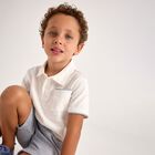Boys White & Navy Striped Shorts Set, 1, hi-res