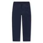 Boys Navy Blue Logo Trousers, 2, hi-res