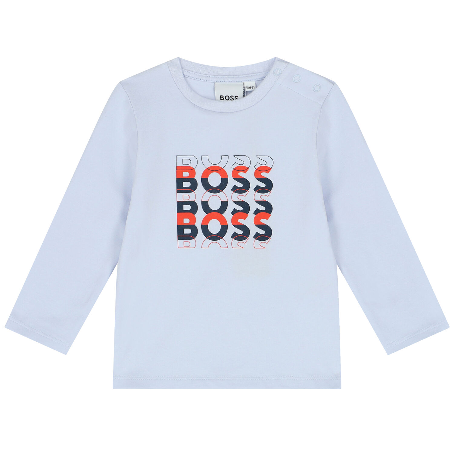 Younger Boys Blue Logo Long Sleeve Top, 1, hi-res