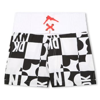 Girls Black & White Logo Swim Shorts