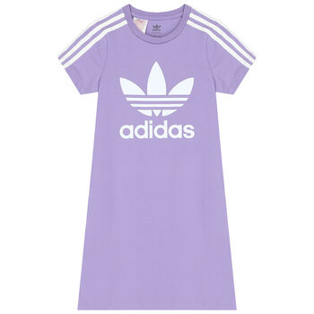 Girls Purple Trefoil Logo Dress