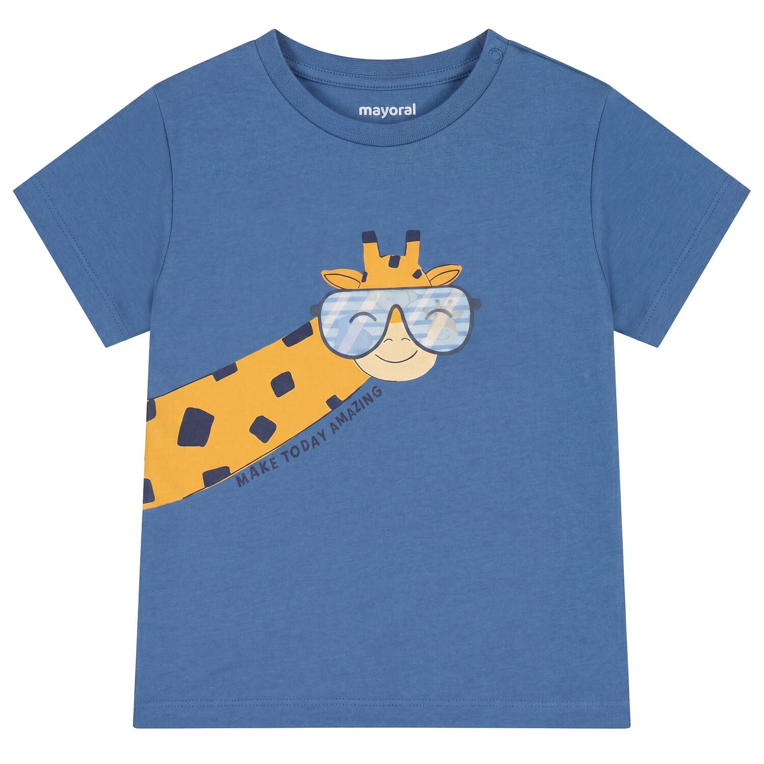 Younger Boys Blue Giraffe T-Shirt, 2, hi-res
