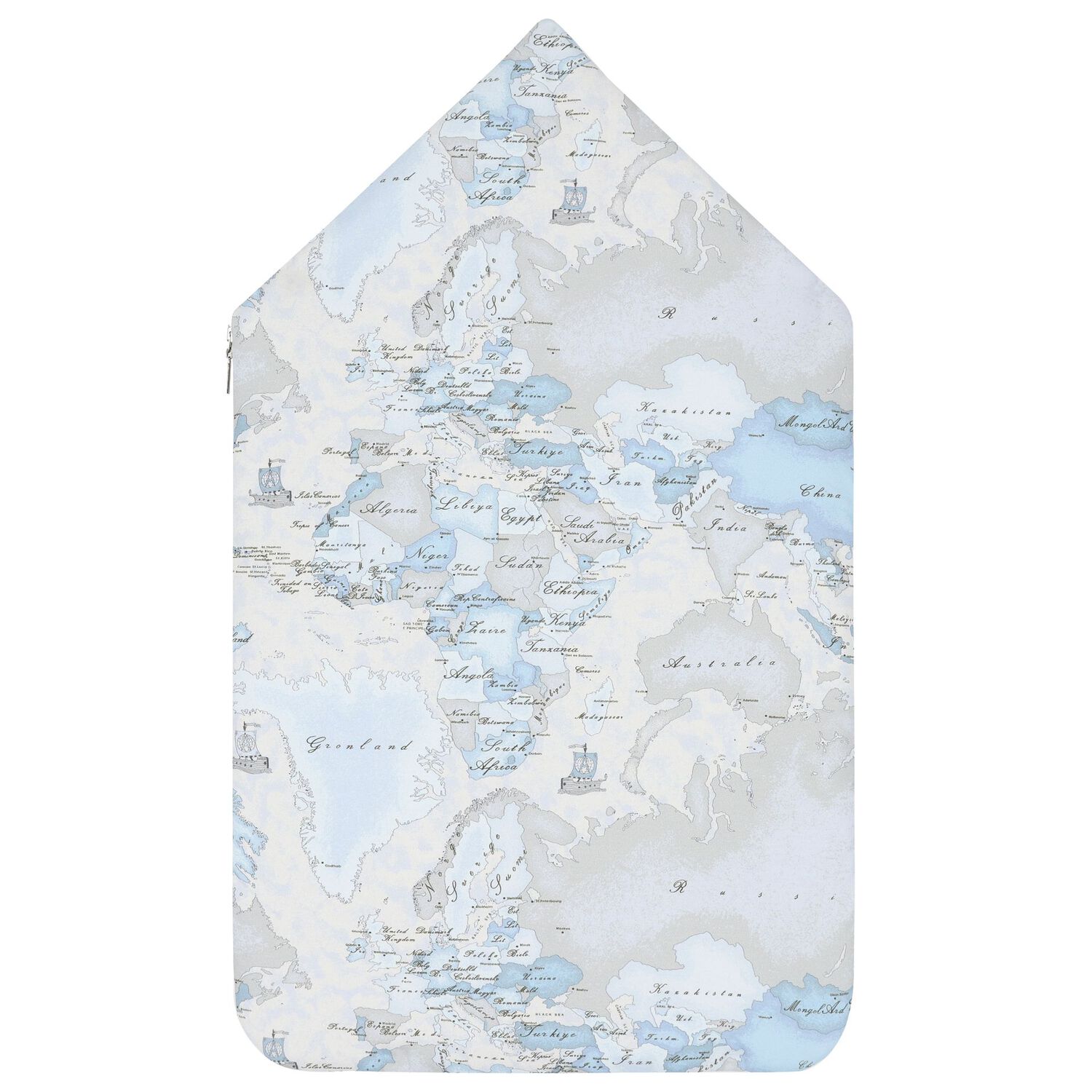 Baby Boys Blue & Grey Geo Map Baby Nest, 1, hi-res