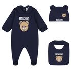 Navy Blue Teddy Bear Logo Babygrow Gift Set, 5, hi-res