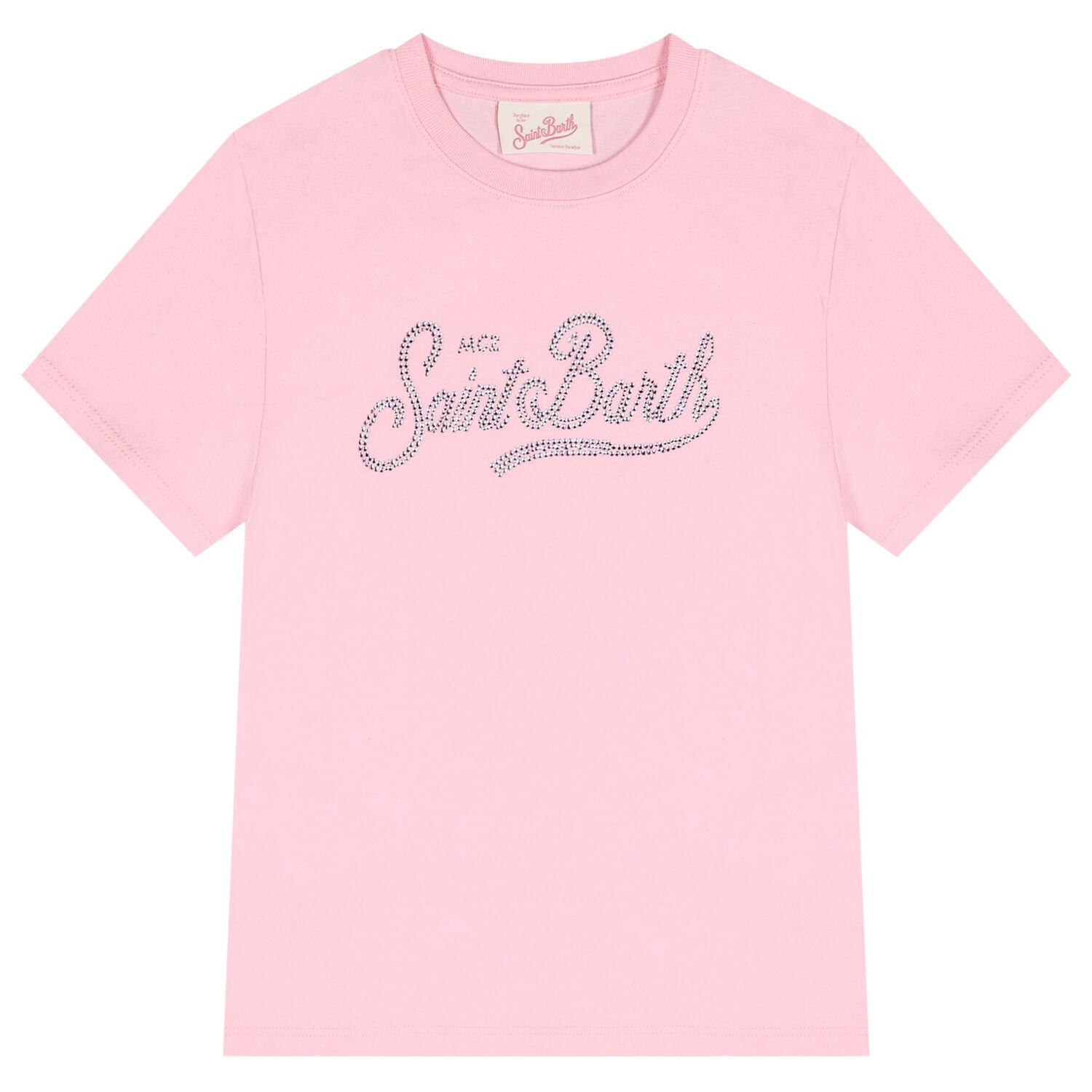 Girls Pink Embellished Logo T-Shirt, 1, hi-res