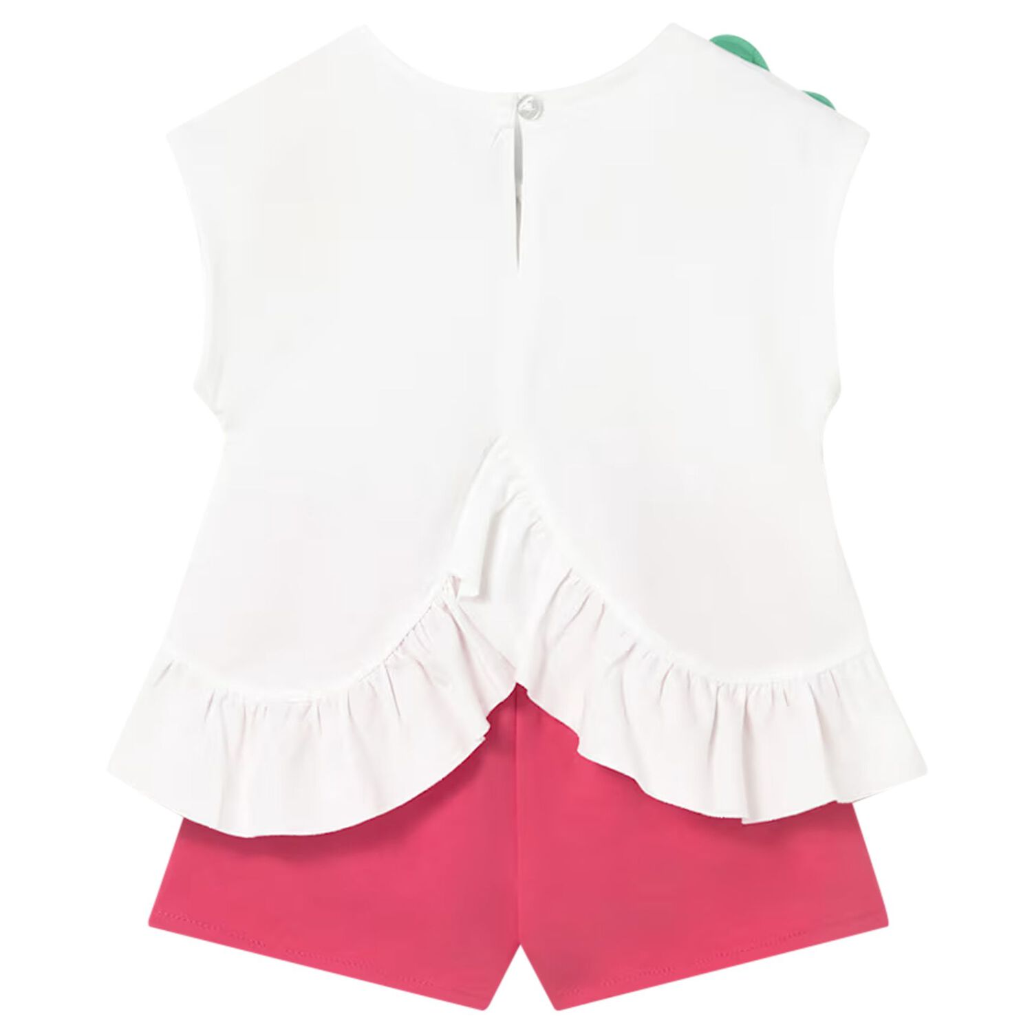 Younger Girls White & Pink Shorts Set, 2, hi-res