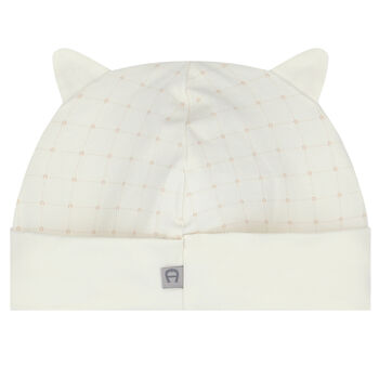 Ivory & Navy Logo Baby Hat