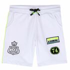 Boys White Logo Shorts, 1, hi-res
